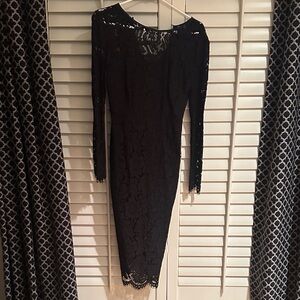 Boden Elegant Black Lace Long Sleeve Dress